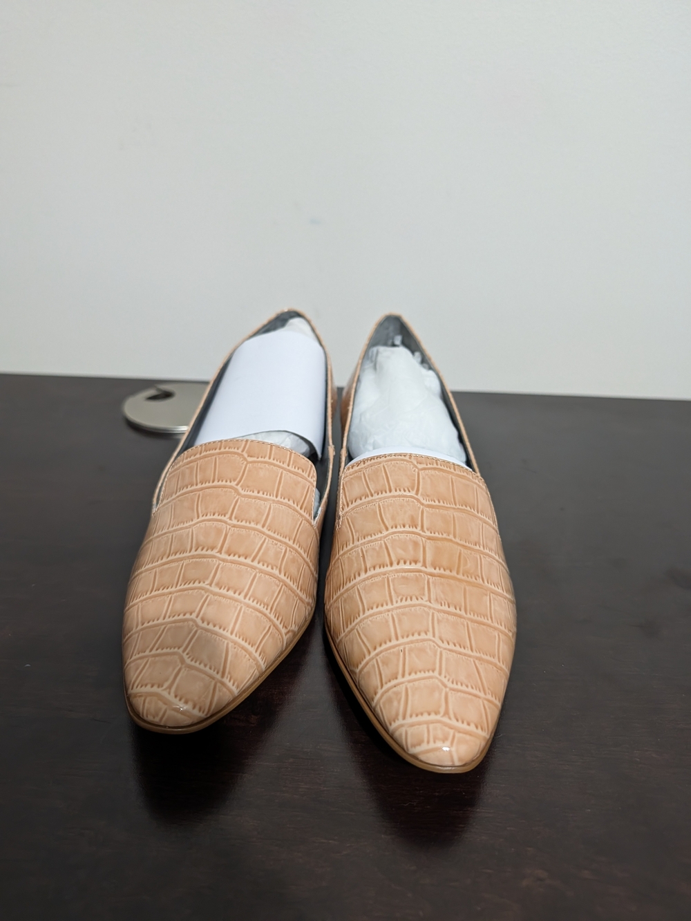 Vince Camuto Women's Croc-Embossed Slip-On Flats in Tan